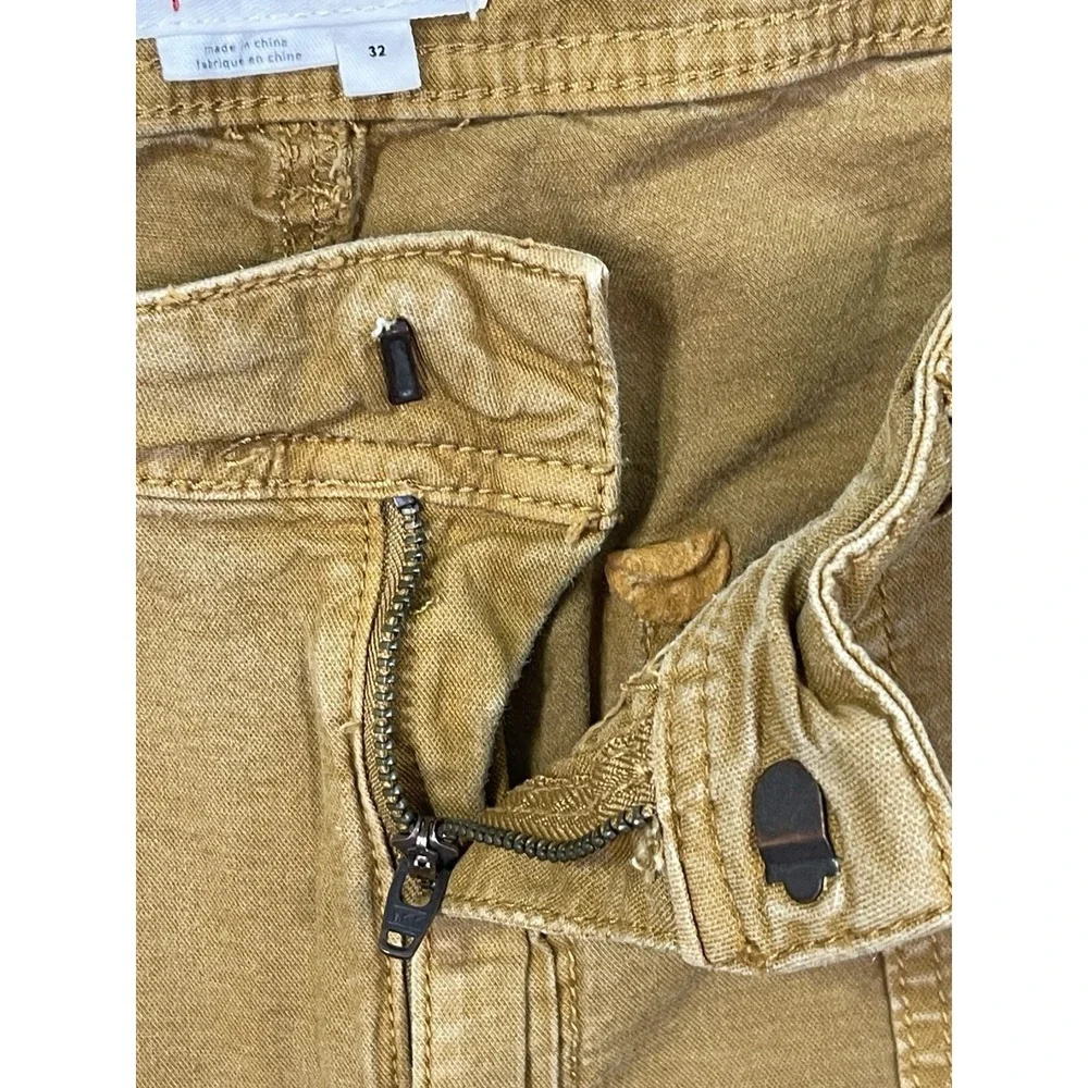 Anthropologie The Wanderer Pants Women 32 Brown Cotton Linen Blend Cargo Utility